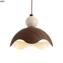 GobekUsa Iron Yellow Travertine LED Pendant Light for Bedside Dining Living Room