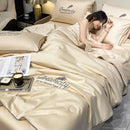 GobekUsa Embroidered Ice Silk Summer Quilt Set with Pillowcases