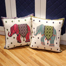 GobekUsa Ethnic Flower Elephant Pillowcase, Hand-Embroidered Boho Cushion Cover