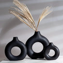 GobekUsa Ceramic Donut Vase: Nordic Art Pampas Grass Home Decor Office Living Room