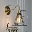 GobekUsa Blue Glass Copper LED Wall Light Fixture Stair Bar Restaurant Bedroom E27