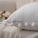 GobekUsa Lace Pompom Cotton Cushion Cover, 50x50cm, White Balls, Soft Seat Cover, Home Decor