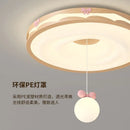 GobekUsa Cream Wind Walnut Round Master Bedroom Lamp Warm Retro Hanging Ball Ceiling
