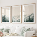 Set of 3 Mountain Forrest Decor Prints Wall Art by Wall Art Set