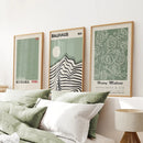 Sage Green Exhibition Art Set of 3 Prints. Bauhaus, Kusama, Matisse by Wall Art Set
