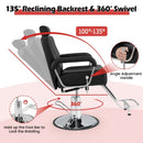 360 Degrees Swivel Salon Hydraulic Barber Chair with Adjustable Headrest and Reclining Backrest-Black by LJGDeals