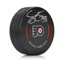 Samuel Ersson Autographed Philadelphia Flyers Hockey Game Model Puck by Dynasty Sports & Framing