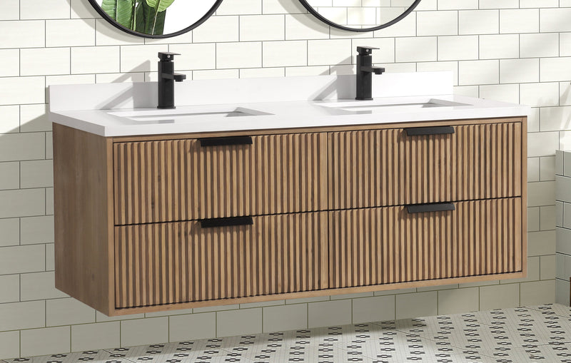 San Diego 55" Floating Bathroom Vanity Weathered Fir