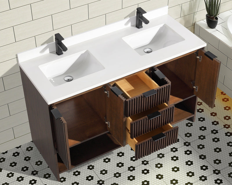 San Diego 55" Freestanding Bathroom Vanity Walnut