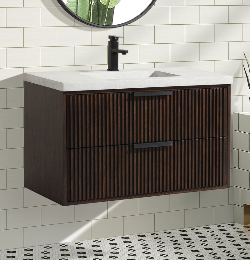 San Diego 36" Floating Bathroom Vanity Walnut