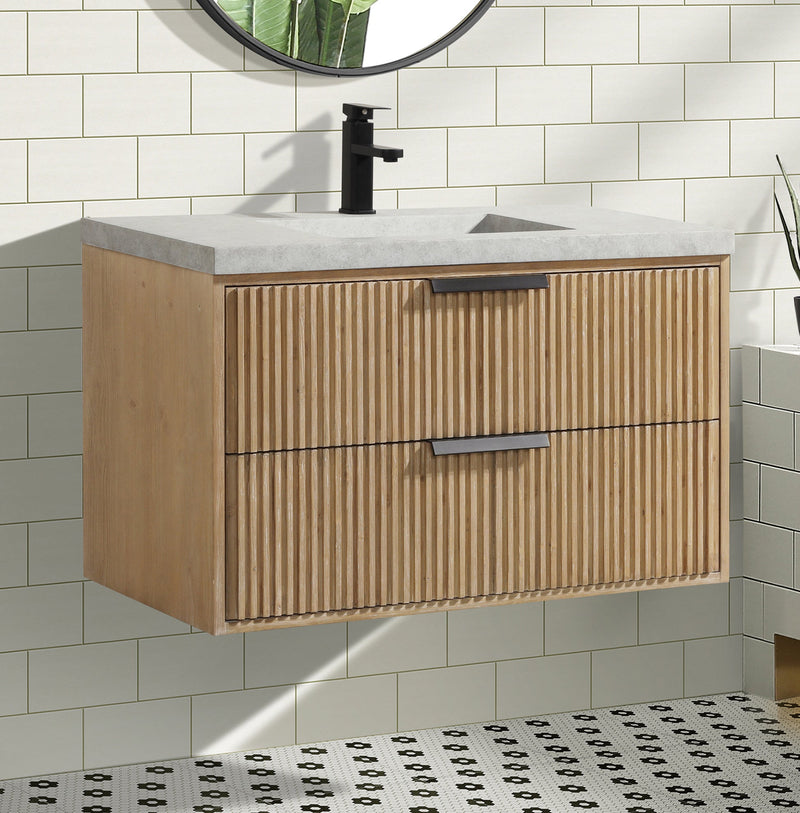 San Diego 36" Floating Bathroom Vanity Weathered Fir