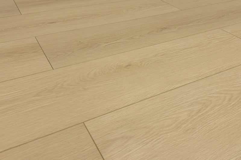 Sandy Beige Embossed Matte 9.25"x60" Waterproof Laminate Flooring 14mm - Evo