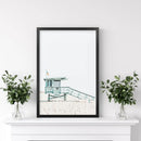 Blue Lifeguard Hut Wall Art Print. Santa Monica Beach by Wall Art Set