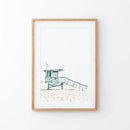 Blue Lifeguard Hut Wall Art Print. Santa Monica Beach by Wall Art Set