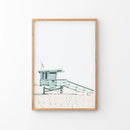 Blue Lifeguard Hut Wall Art Print. Santa Monica Beach by Wall Art Set