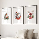 Christmas Print Set of 3: Santa, Reindeer, Holiday Wall Art by Wall Art Set