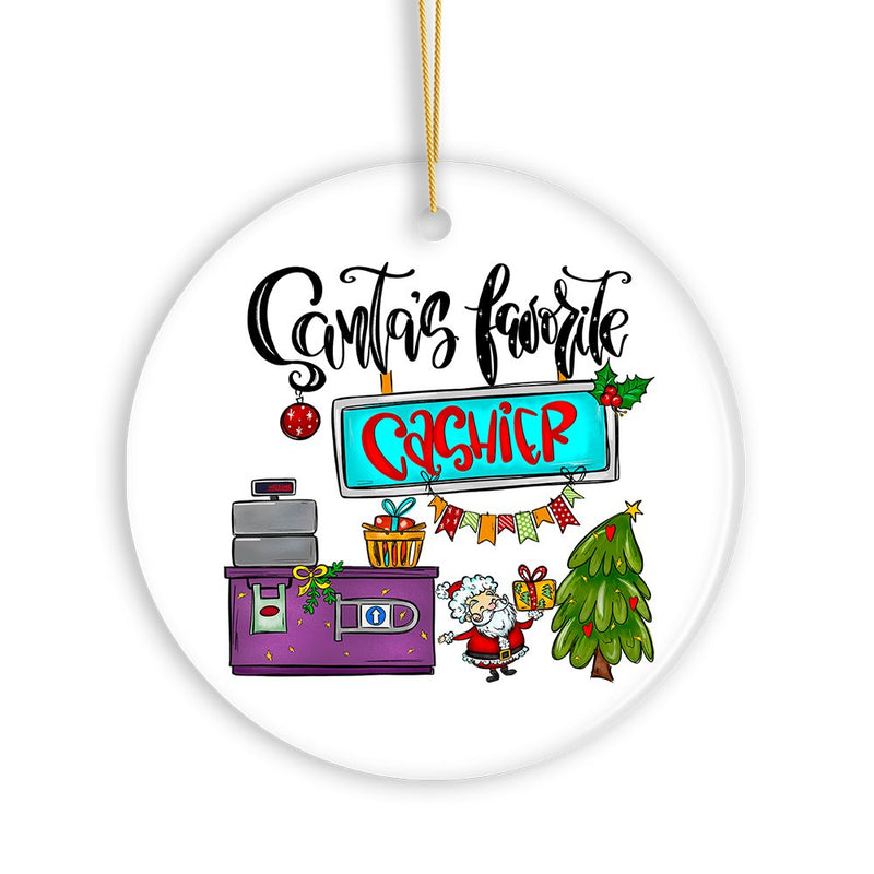 Santa’s Favorite Cashier Christmas Ornament, Appreciation Gift for Clerk