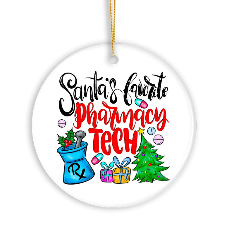 Santa’s Favorite Pharmacy Tech Christmas Ornament, Pharmacist Technician Day Appreciation Gift Idea