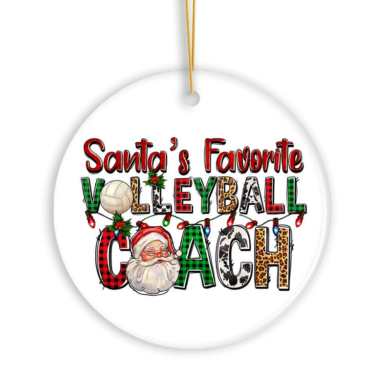 Santa’s Favorite Volleyball Coach Plaid Christmas Ornament