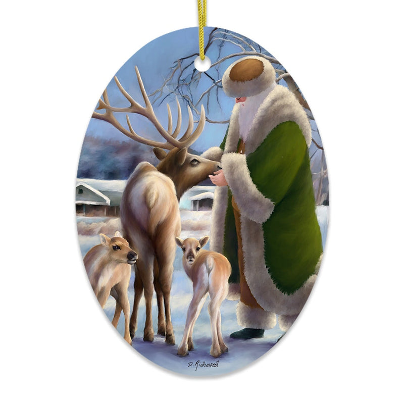 Santa's Reindeer Farm Christmas Ornament