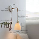 GobekUsa Copper Ceramic LED Wall Light with Pull Chain Switch for Living Room Decor.