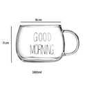 GobekUsa Cute Letter Glass Mug, 380ml: Strawberry Tea Coffee Cup, Breakfast Milk Drinkware