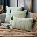 GobekUsa Green Black Stripe Crochet Cushion Cover 50X50CM