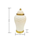 GobekUsa Golden Flower Vase Ceramic Checkmate Jar Weave Pattern Home Decoration Accessories