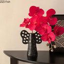GobekUsa Elephant Ceramic Vase with Artificial Flowers for Home Decor