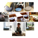 GobekUsa Grey Linen Round Floor Pillow Seating Cushion with Zippered Cover Pouf