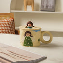 GobekUsa Creative Ceramic Coffee Mug with Lid for Couples