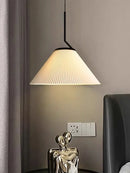 GobekUsa Cream LED Pendant Light Nordic Pleated Chandelier for Home Decoration