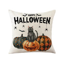 GobekUsa Halloween Pumpkin Linen Cushion Cover Set for Home Sofa Bedroom Decor
