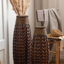 GobekUsa Bamboo Woven Vase Rattan Flower Glass Arrangement Dried Flower Basket Living Room Decor