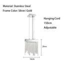 GobekUsa Crystal Tassel Chandelier: Modern Luxury Silver Hanging Lamp for Dining Room