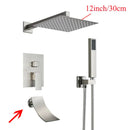 GobekUsa Black Wall Mounted Shower System with Handshower - 12/16 Inch Rainwater Faucet