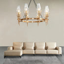 GobekUsa Gold Lustre Glass Chandelier: Modern Luxury Pendant for Living, Dining, Bedroom
