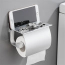 GobekUsa Black Toilet Paper Holder with Silver Phone Storage Shelf