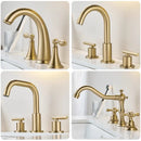 GobekUsa Brushed Gold Brass Basin Faucet | Widespread Waterfall Sink Faucet