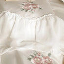 GobekUsa Lace Ruffles Flowers Embroidery 4Pc Egyptian Cotton Bedding Set