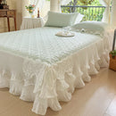 GobekUsa Lace Ruffles Quilted Cooling Bed Skirt Set