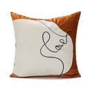 GobekUsa Abstract Plush Burnt Orange Embroidered Pillow Cover 45x45cm Ivory Decoration
