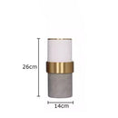 GobekUsa Gold Cylinder Vase Leather Desk Decor Artificial Flower Arrangement