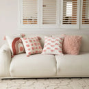 GobekUsa Geometric Embroidered Loop Tufted Throw Pillow Covers - Pink Tufted Cushion Cover