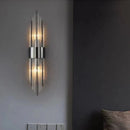 GobekUsa Clear Crystal LED Wall Lamp Stainless Steel Sconces for Bedroom Dining Room
