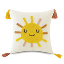 GobekUsa Boho Yellow Rainbow Star Moon Embroidery Pillow Cover 45x45cm with Tassels