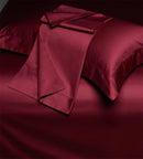 GobekUsa Burgundy Red Egyptian Cotton Bedding Set - Soft Silky Solid Color Luxe Duvet Cover, Sheet, Pillowcases