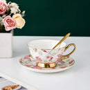 GobekUsa Bone China Tea Cup Set with Saucer Spoon - Elegant Black Tea Party Coffeeware