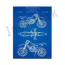 GobekUsa Dirt Bike Patent Blueprint Poster Canvas Wall Art