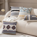 GobekUsa Boho Tufted Fringed Black White Geometry Printed 45x45cm Pillowcase